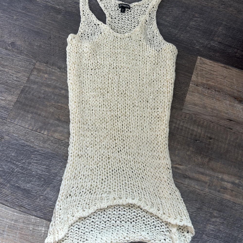 Express Cream Knit Tank Top